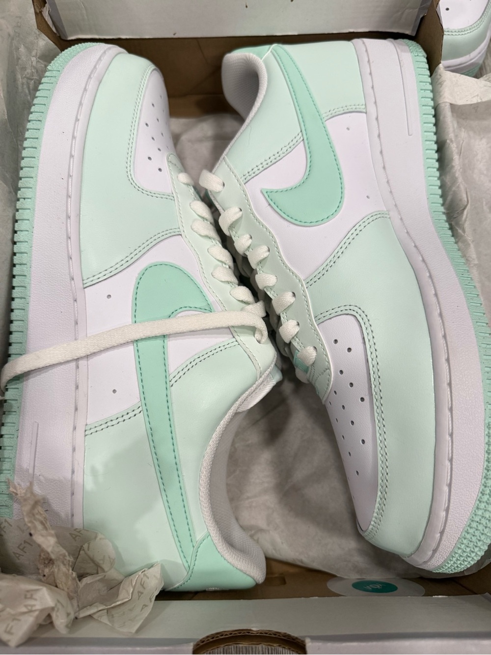 Nike Men's Mint Green and White Sneakers